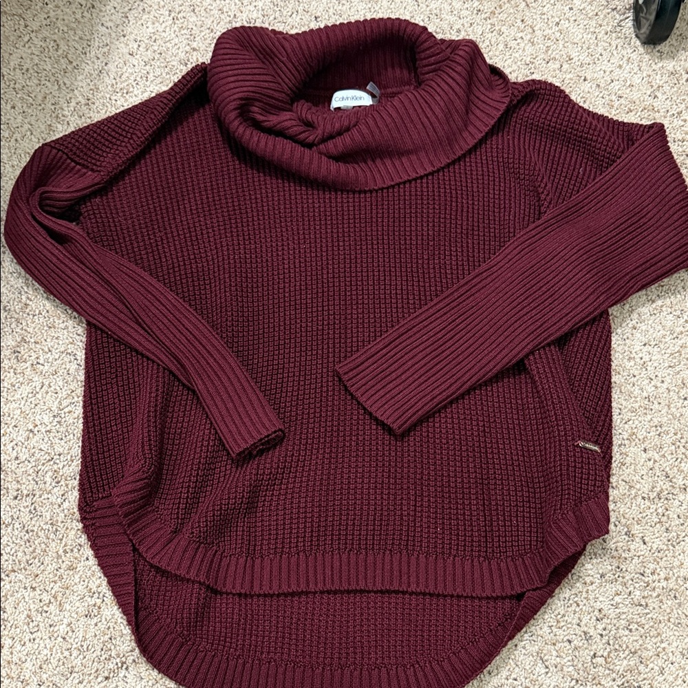 Calvin Klein Women's Burgundy Cowl Neck Sweater